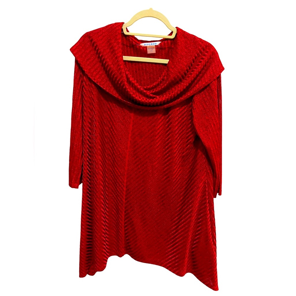Nygard - Red Cowl Neck Sweater- Dressy - Flowy Material - Size L - Holidays!